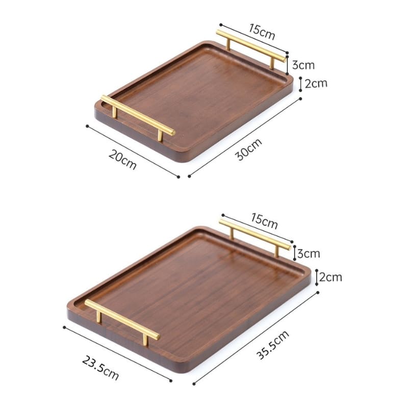 Bandeja Decorativa de Madeira Retangular com Alça - Kinten