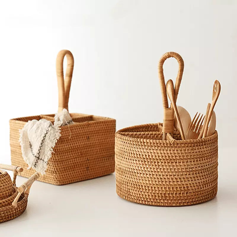 Cesta de Armazenamento de Vime em Rattan Feita a Mão - Kinten