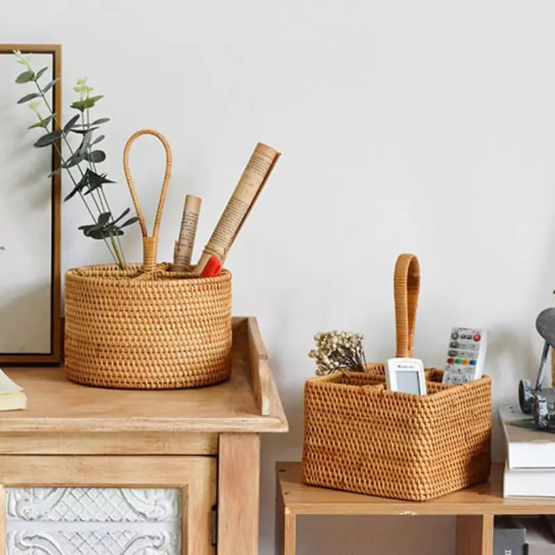 Cesta de Armazenamento de Vime em Rattan Feita a Mão - Kinten