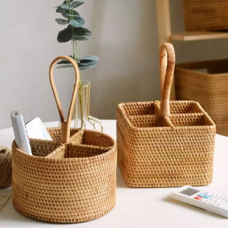 Cesta de Armazenamento de Vime em Rattan Feita a Mão - Kinten