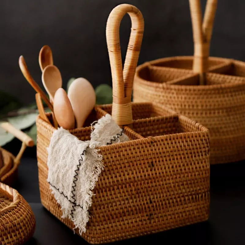 Cesta de Armazenamento de Vime em Rattan Feita a Mão - Kinten