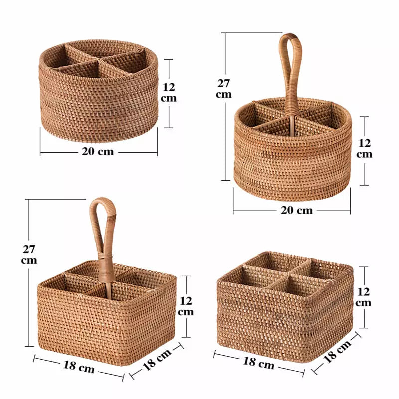 Cesta de Armazenamento de Vime em Rattan Feita a Mão - Kinten