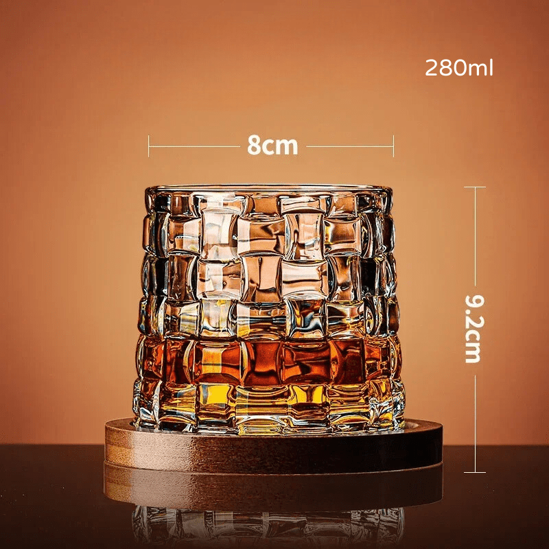 Copo de Whisky Cristal com Base Rotativo Bar em Casa - Kinten