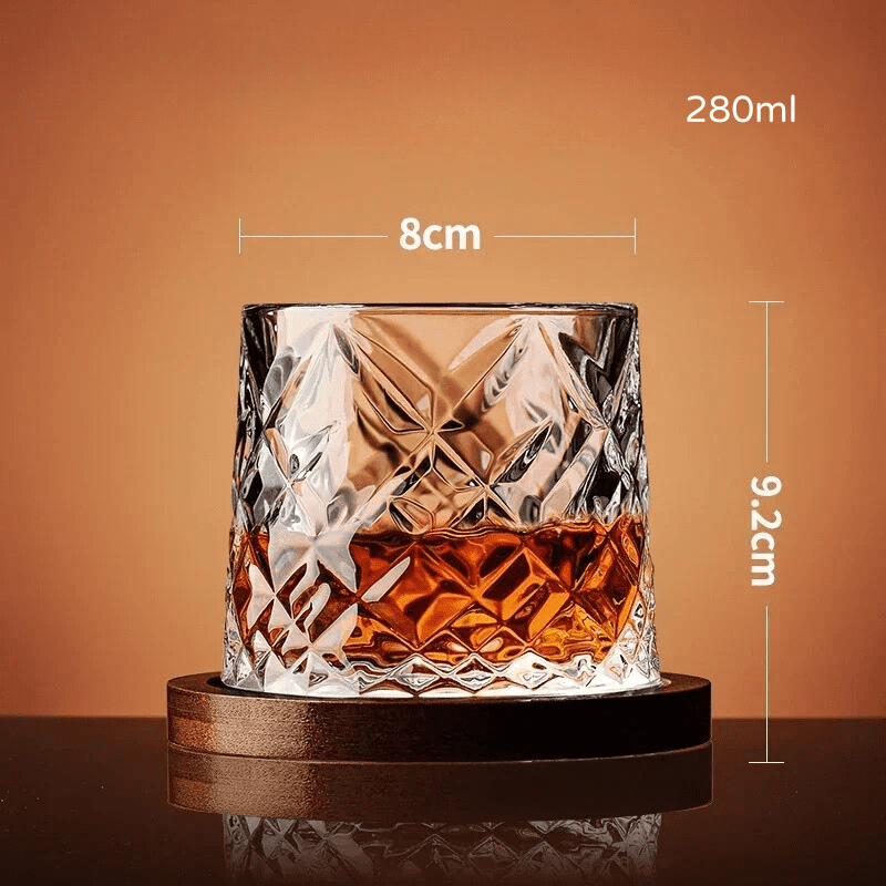 Copo de Whisky Cristal com Base Rotativo Bar em Casa - Kinten