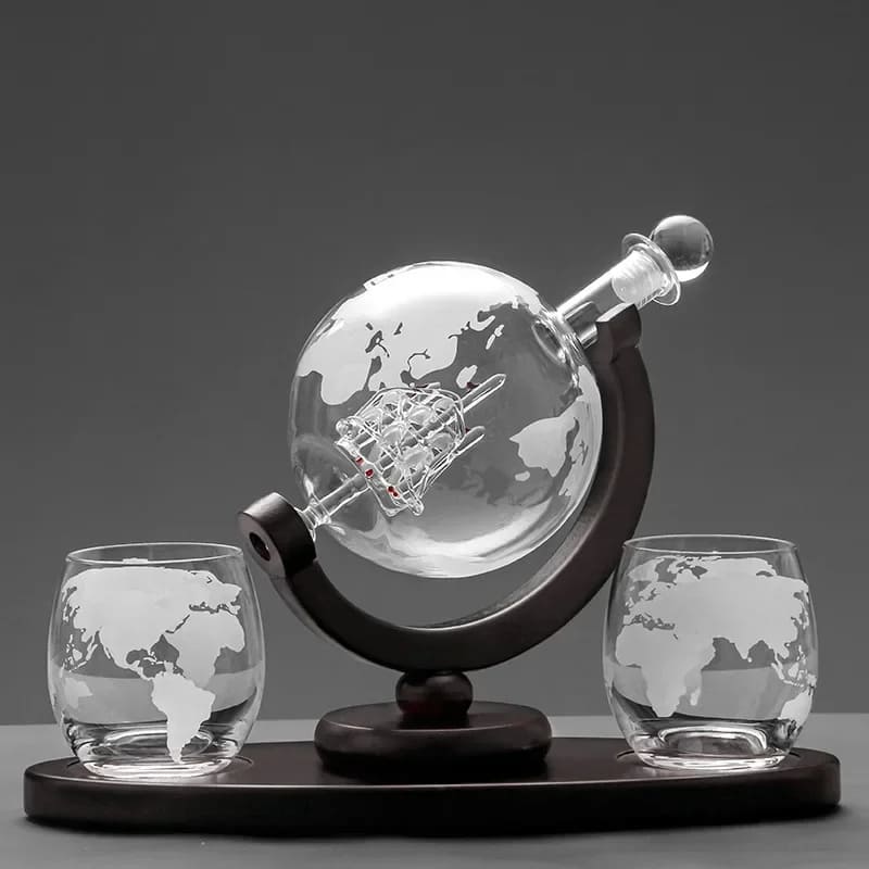 Decanter Whisky Globo Conjunto Recipiente de Vidro - Kinten