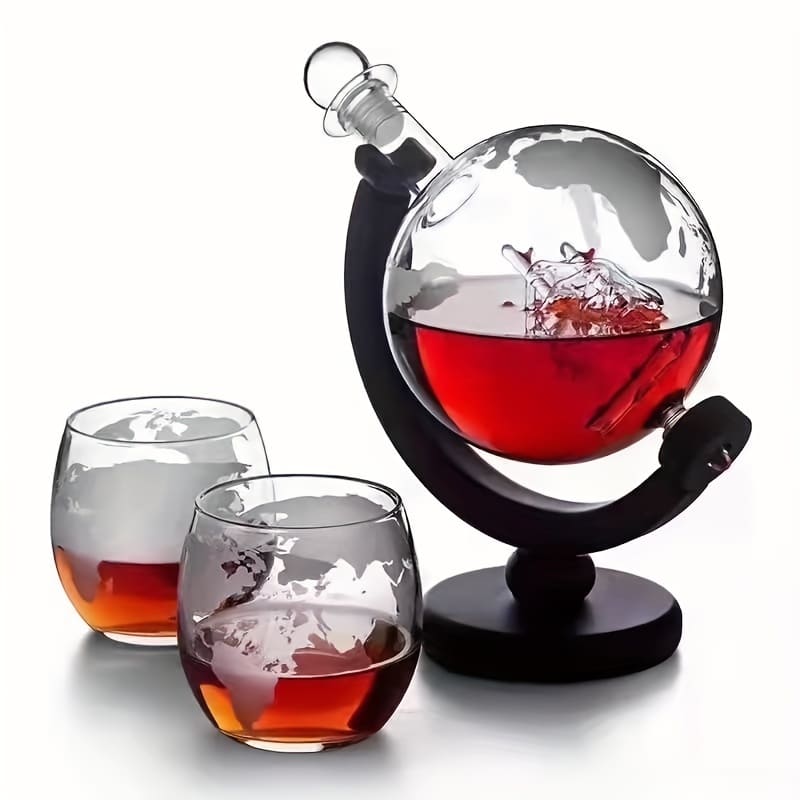 Decanter Whisky Globo Conjunto Recipiente de Vidro - Kinten