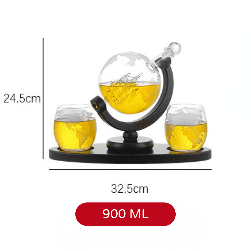 Decanter Whisky Globo Conjunto Recipiente de Vidro - Kinten