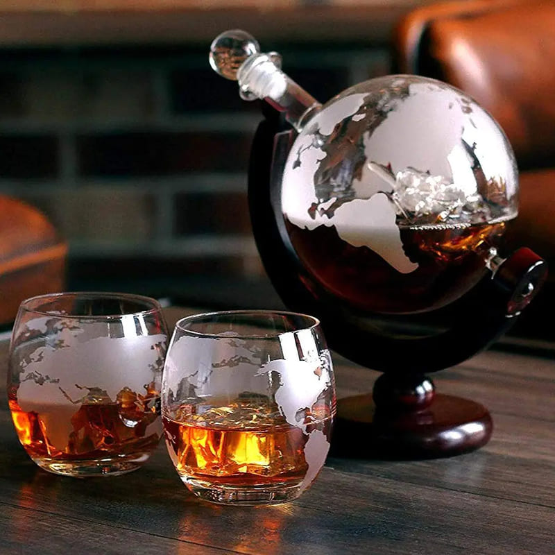 Decanter Whisky Globo Conjunto Recipiente de Vidro - Kinten