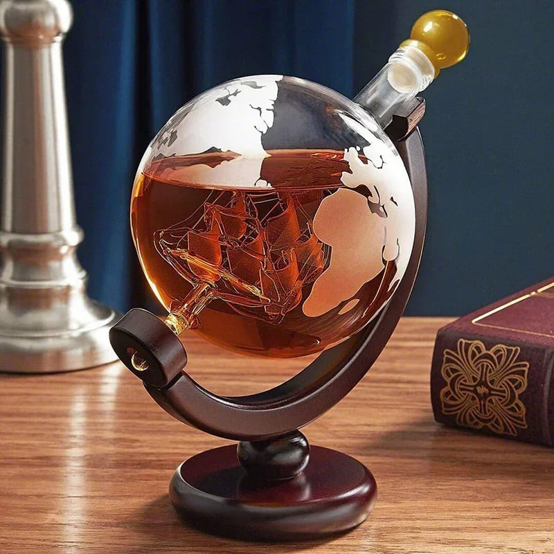 Decanter Whisky Globo Conjunto Recipiente de Vidro - Kinten