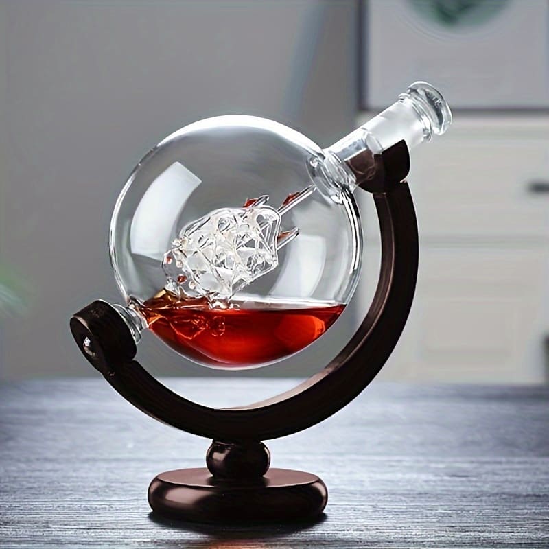 Decanter Whisky Globo Conjunto Recipiente de Vidro - Kinten