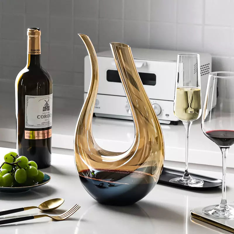 Decanter de Vinho Recipiente de Vidro Cisne Decantador Ambar - Kinten