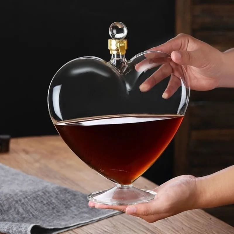 Decanter de Vinho Whisky Coração Vidro Bar em Casa - Kinten