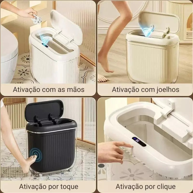 Lixeira para Banheiro e Cozinha Acrílico Automática Sensor - Kinten