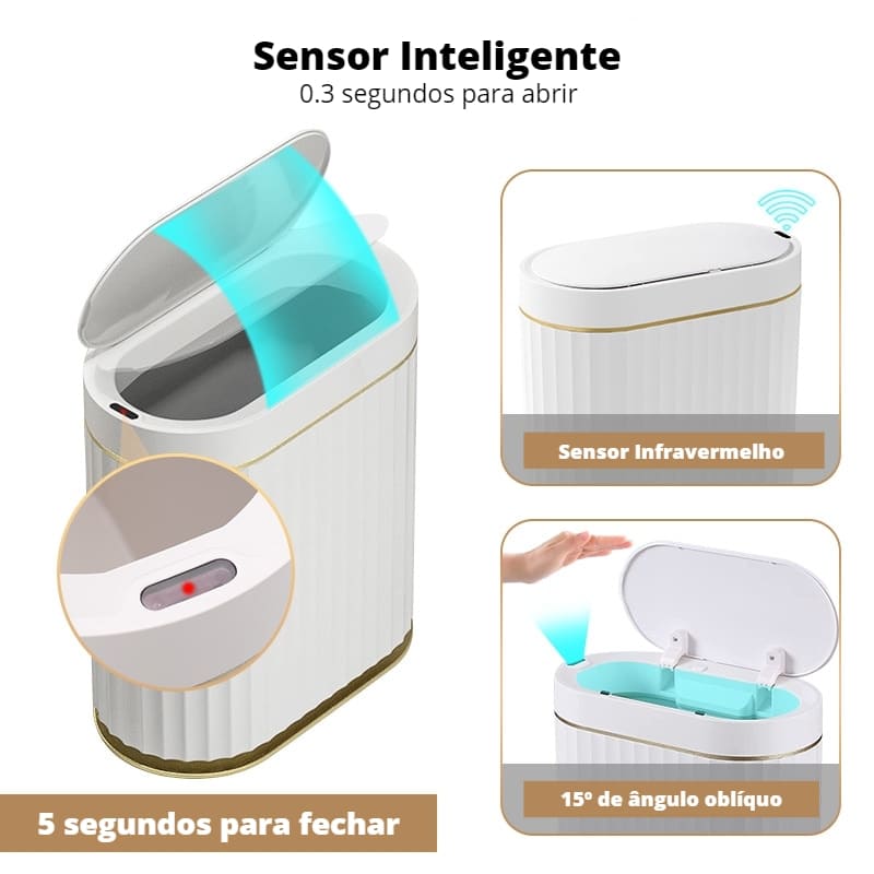 Lixeira para Banheiro e Cozinha Automática com Sensor Inteligente - Kinten