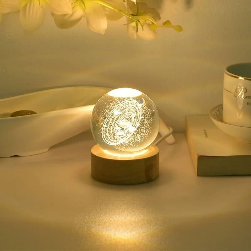 Luminária de Mesa LED Luz Noturna 3D Bola Cristal - Kinten