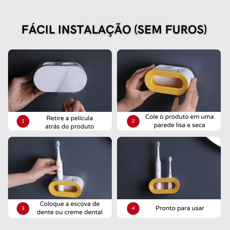 Porta Escova de Dente e Pasta Parede Organizador - Kinten