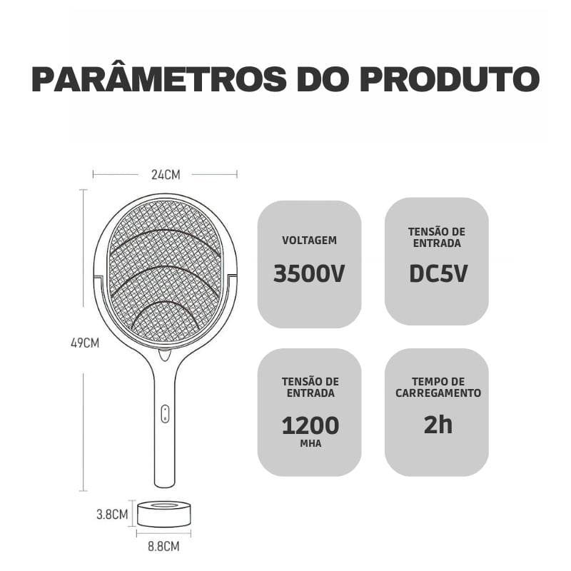 Raquete Elétrica Armadilha Mata Mosquito - Kinten