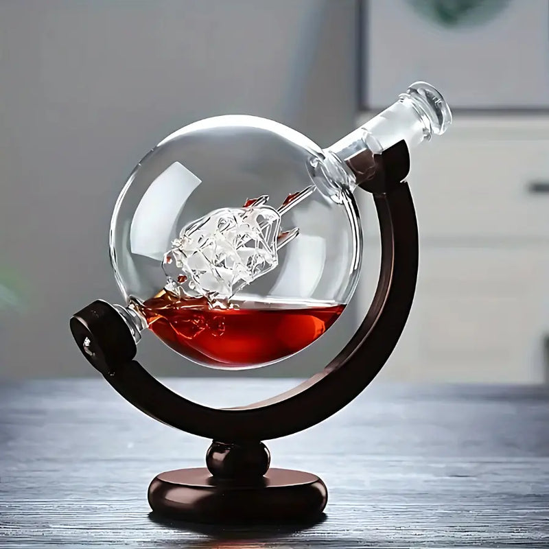 Decanter Whisky Cristal Globo Conjunto com Copos - Kinten