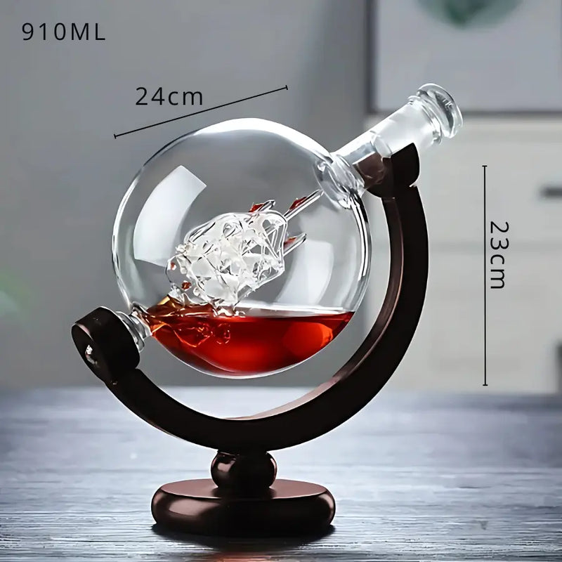 Decanter Whisky Cristal Globo Conjunto com Copos - Kinten