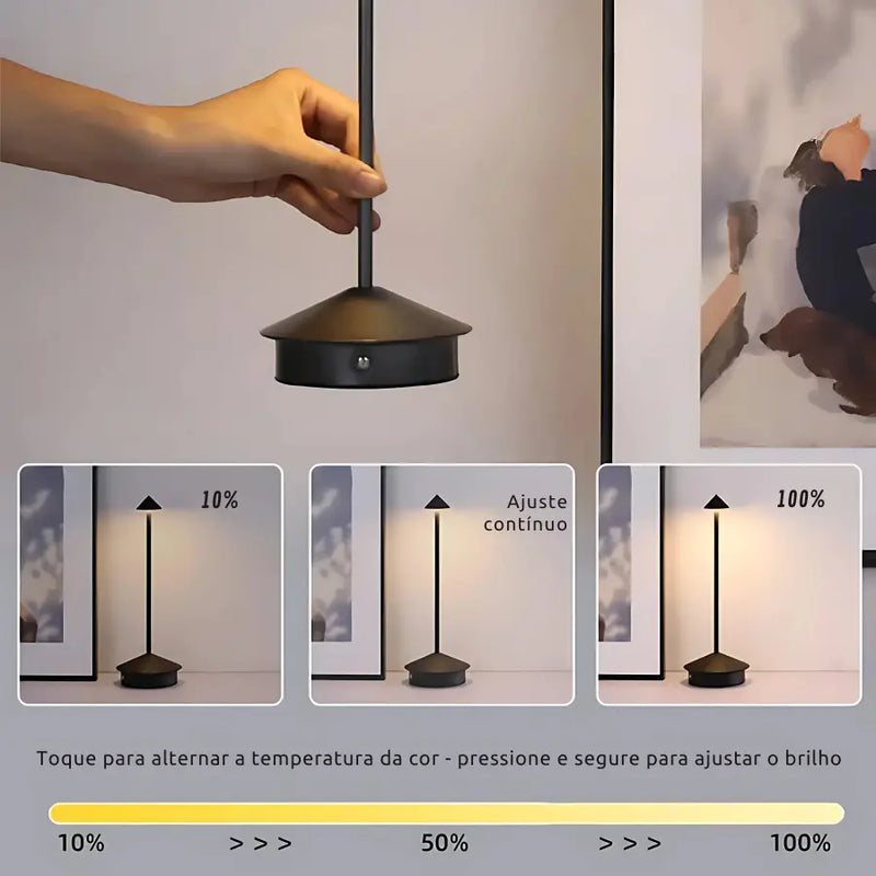 Luminária de Mesa Led sem Fio Portátil - Kinten